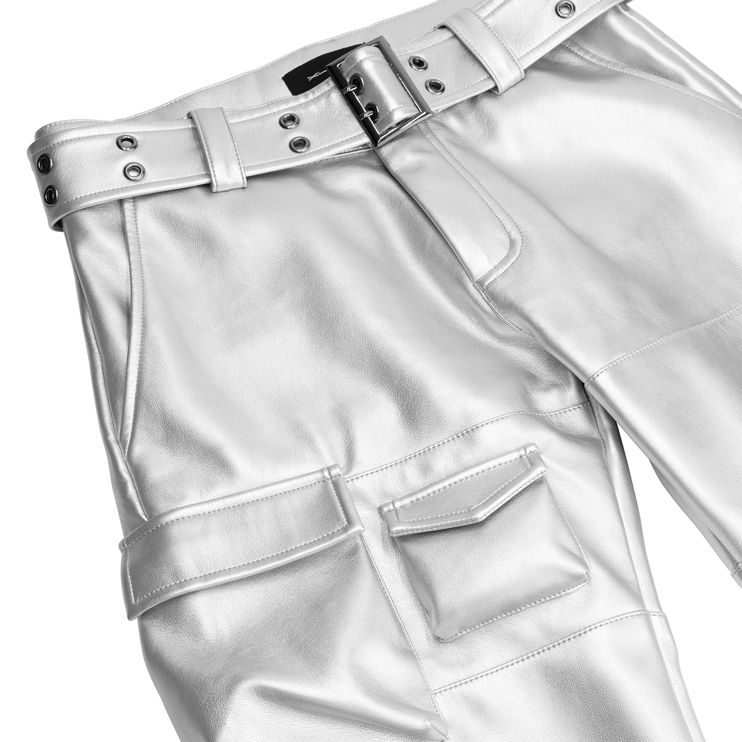 SILVER VEGAN LEATHER PANTS