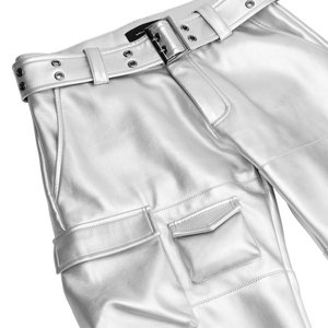 SILVER VEGAN LEATHER PANTS