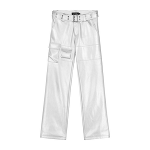 SILVER VEGAN LEATHER PANTS