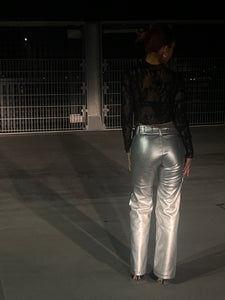 SILVER VEGAN LEATHER PANTS